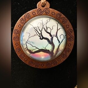 Wicked Tree of Life And Sunset Wooden Pendant 18” Drop
